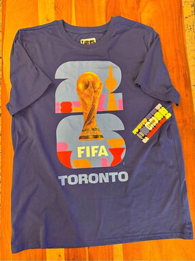 FIFA World Cup 26 Host City Toronto Graphic T-Shirt Tee Blue & Orange Large